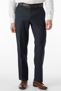 Sharkskin Super 120s Worsted Wool Comfort-EZE Trouser in Navy (Flat Front Models) by Ballin
