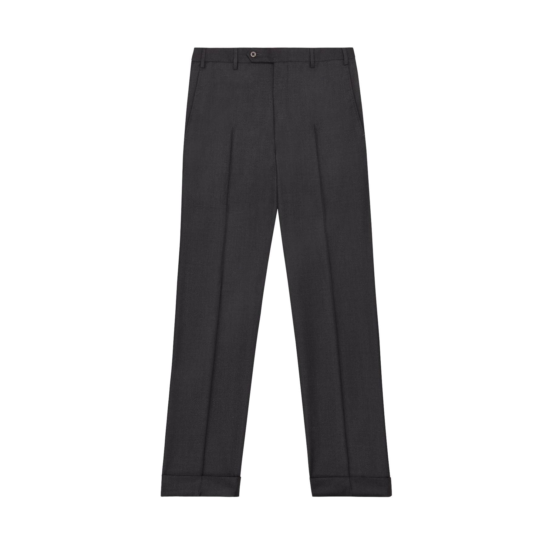 Todd Flat Front Super 120s Wool Serge Trouser in Charcoal (Full Fit) by Zanella