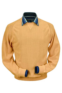 Baby Alpaca 'Links Stitch' Sweatshirt-Style Crew Neck Sweater in Melon by Peru Unlimited