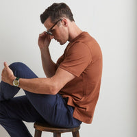 Crew Neck Peruvian Cotton Tee Shirt in Brick by Left Coast Tee