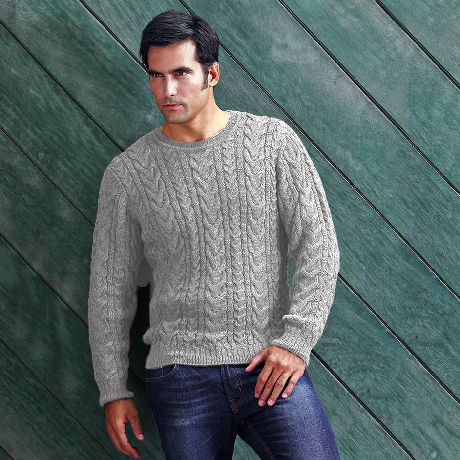 Baby Alpaca Cable Knit Crew Neck Sweater (Choice of Colors) by Peru Unlimited