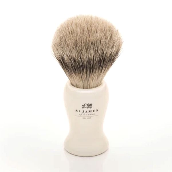 Natural Silvertip "Cheeky B'stard" XL Shaving Brush in Ivory by St. James of London