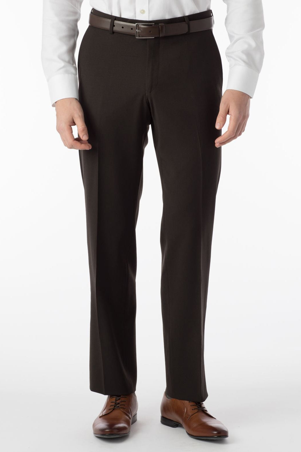 Super 120s Wool Gabardine Comfort-EZE Trouser in Brown, Size 30 (Dunhill Traditional Fit) by Ballin