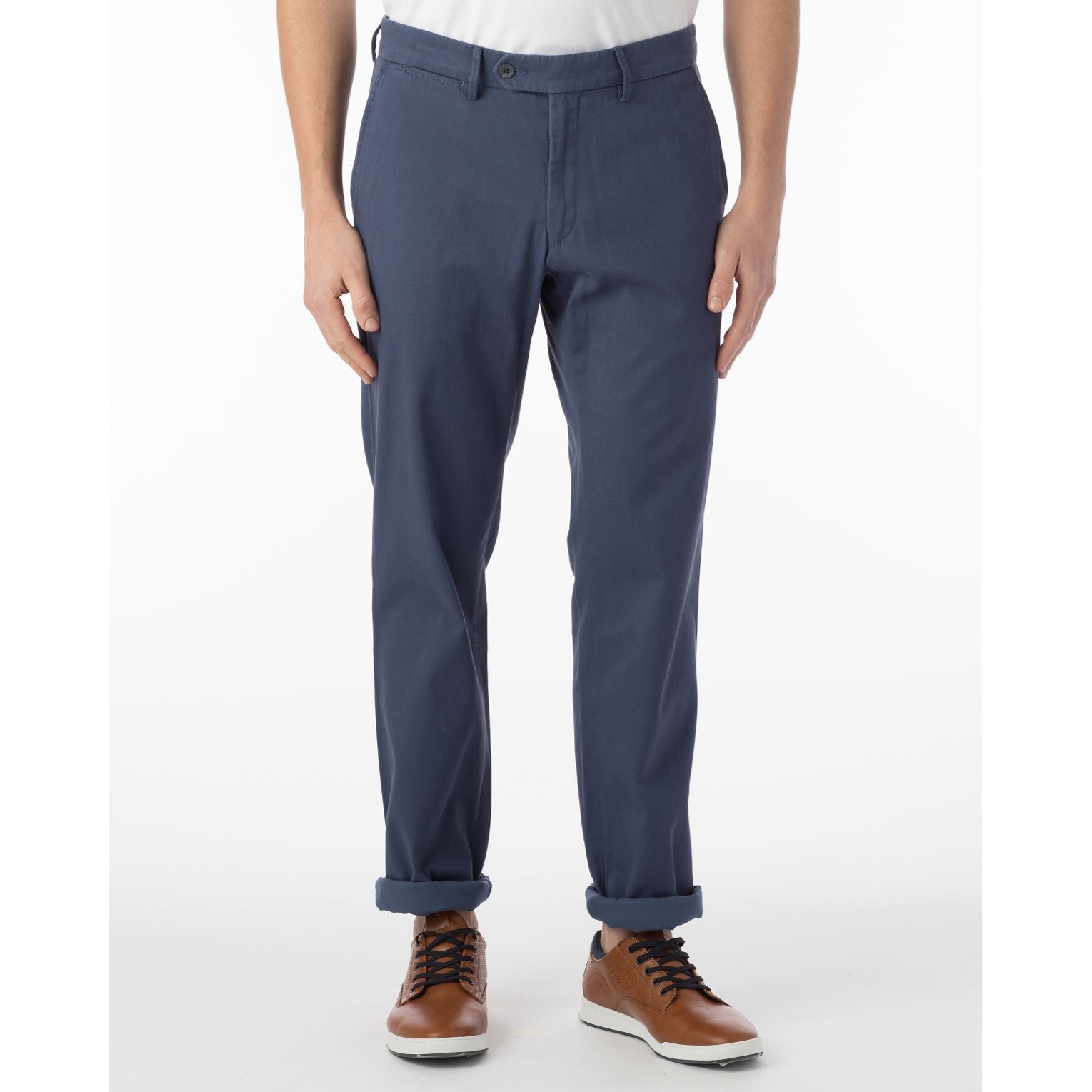 Perma Color Pima Twill Khaki Pants in Cadet Blue (Flat Front Models) by Ballin