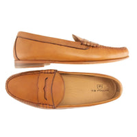 Ventura Sheepskin Penny Loafer in Tan by T.B. Phelps