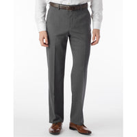 Super 120s Wool Travel Twill Comfort-EZE Trouser in Medium Grey (Flat Front Models) by Ballin