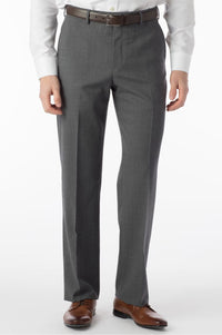 Super 120s Wool Travel Twill Comfort-EZE Trouser in Medium Grey (Flat Front Models) by Ballin