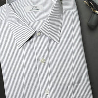The Franklin Black - Wrinkle-Free Satin Stripe Cotton Dress Shirt (Size 15 1/2 - 32/33) by Cooper & Stewart