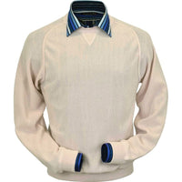 Baby Alpaca 'Links Stitch' Sweatshirt-Style Crew Neck Sweater in White Vanilla by Peru Unlimited