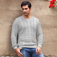 Baby Alpaca Cable Knit V-Neck Sweater (Choice of Colors) by Peru Unlimited