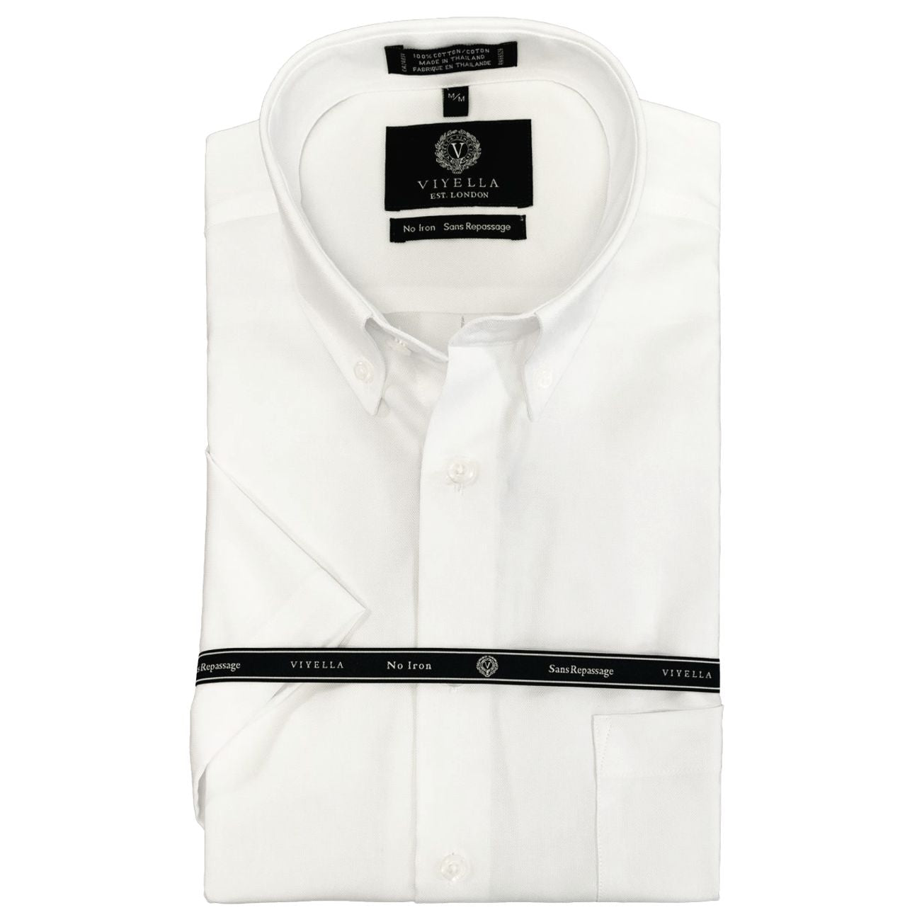 Wrinkle-Free Oxford Short Sleeve Sport Shirt in White by Viyella