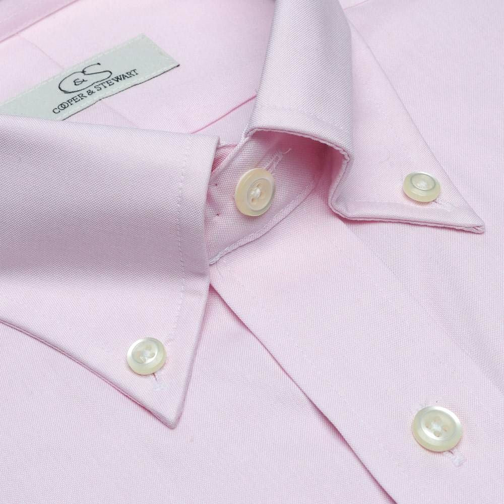 The Standard Pink - Wrinkle-Free Pinpoint Cotton Dress Shirt with Button-Down Collar by Cooper & Stewart