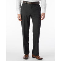 Super 120s Wool Travel Twill Comfort-EZE Trouser in Charcoal Grey (Flat Front Models) by Ballin