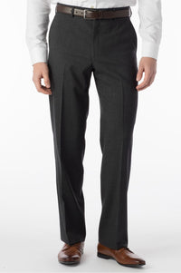 Super 120s Wool Travel Twill Comfort-EZE Trouser in Charcoal Grey (Flat Front Models) by Ballin