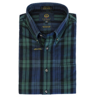 Black Watch Tartan Cotton and Wool Blend Button-Down Shirt by Viyella