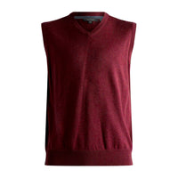 Cotton and Silk Blend V-Neck Sweater Vest in Burgundy by Viyella