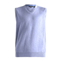 Cotton and Silk Blend V-Neck Sweater Vest in Blueberry by Viyella