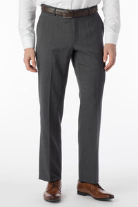 Super 120s Wool Gabardine Comfort-EZE Trouser in Medium Grey (Flat Front Models) by Ballin