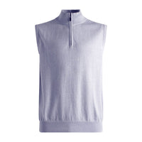 Cotton and Silk Blend Zip-Neck Sweater Vest in Blueberry by Viyella