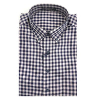 'Walden' Navy and Grey Check Long Sleeve Beyond Non-Iron® Cotton Sport Shirt by Batton