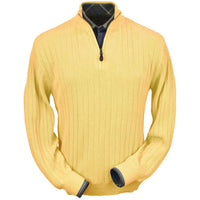 Baby Alpaca 'Links Stitch' Half-Zip Mock Neck Sweater in Yellow by Peru Unlimited