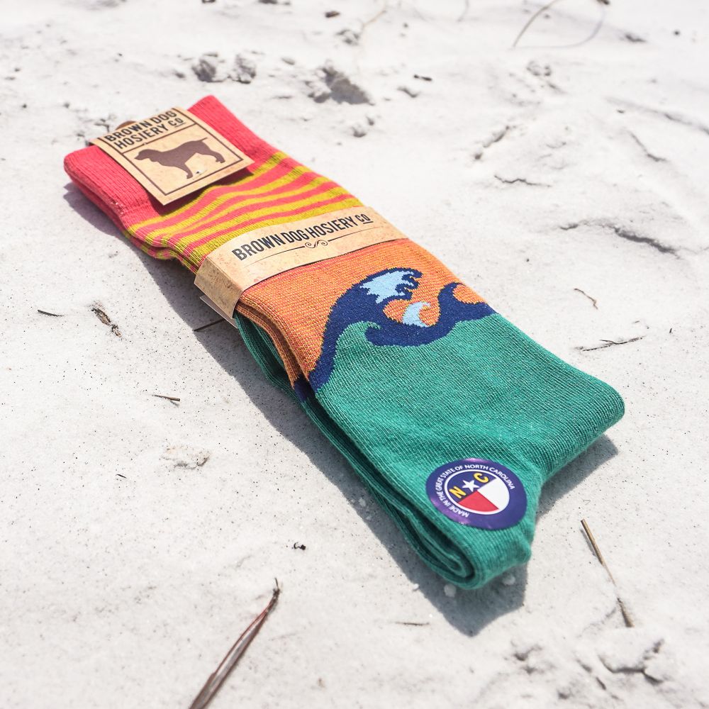 'Atlantic Beach' Cotton Socks in Dubarry by Brown Dog Hosiery