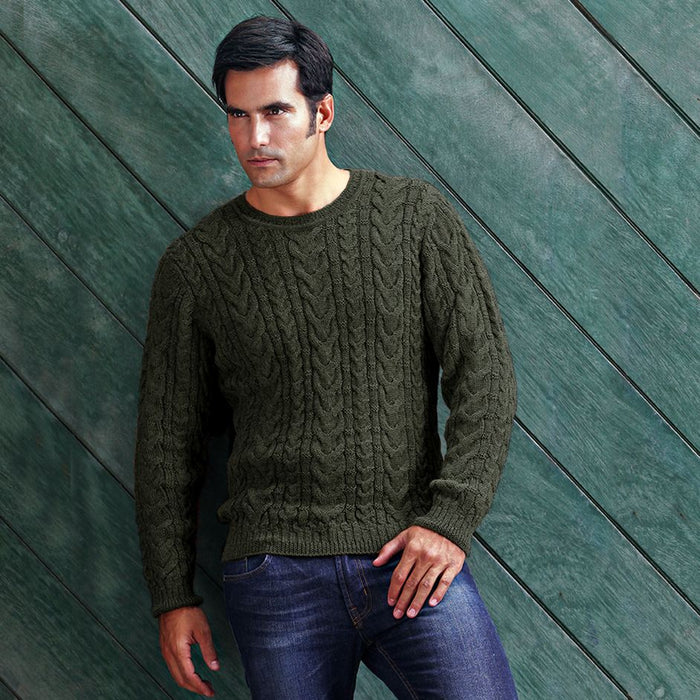 Baby Alpaca Cable Knit Crew Neck Sweater (Choice of Colors) by Peru Unlimited