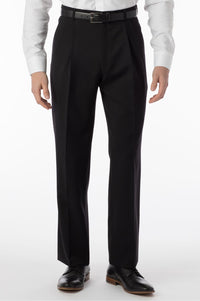 Comfort-EZE Micro Nano Performance Gabardine Trouser in Black (Manchester Pleated Model) by Ballin