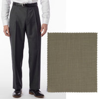 Super 120s Wool Travel Twill Comfort-EZE Trouser in Sand, Size 46 (Manchester Pleated Model) by Ballin