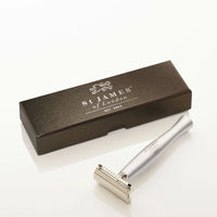 "Cheeky B'stard" Handcrafted Safety Razor in Brushed Metal by St. James of London