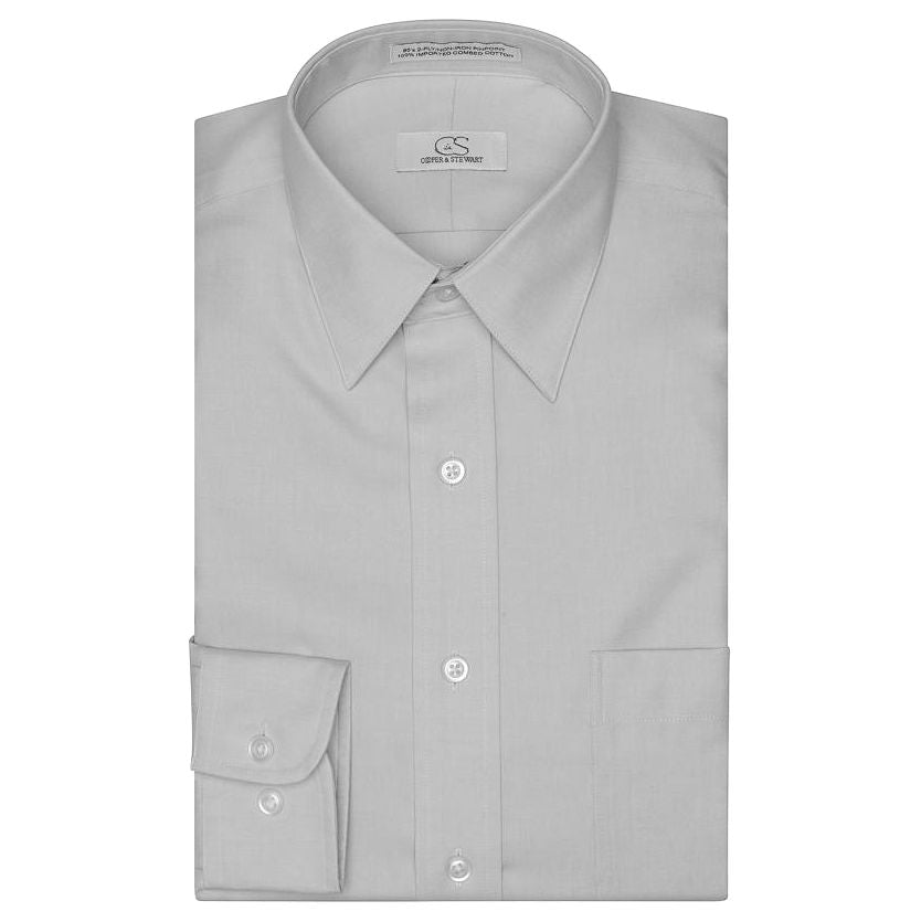 The Classic Grey - Wrinkle-Free Pinpoint Oxford Cotton Dress Shirt (Bi The Classic Grey - Wrinkle-Free Pinpoint Oxford Cotton Dress Shirt (Bi