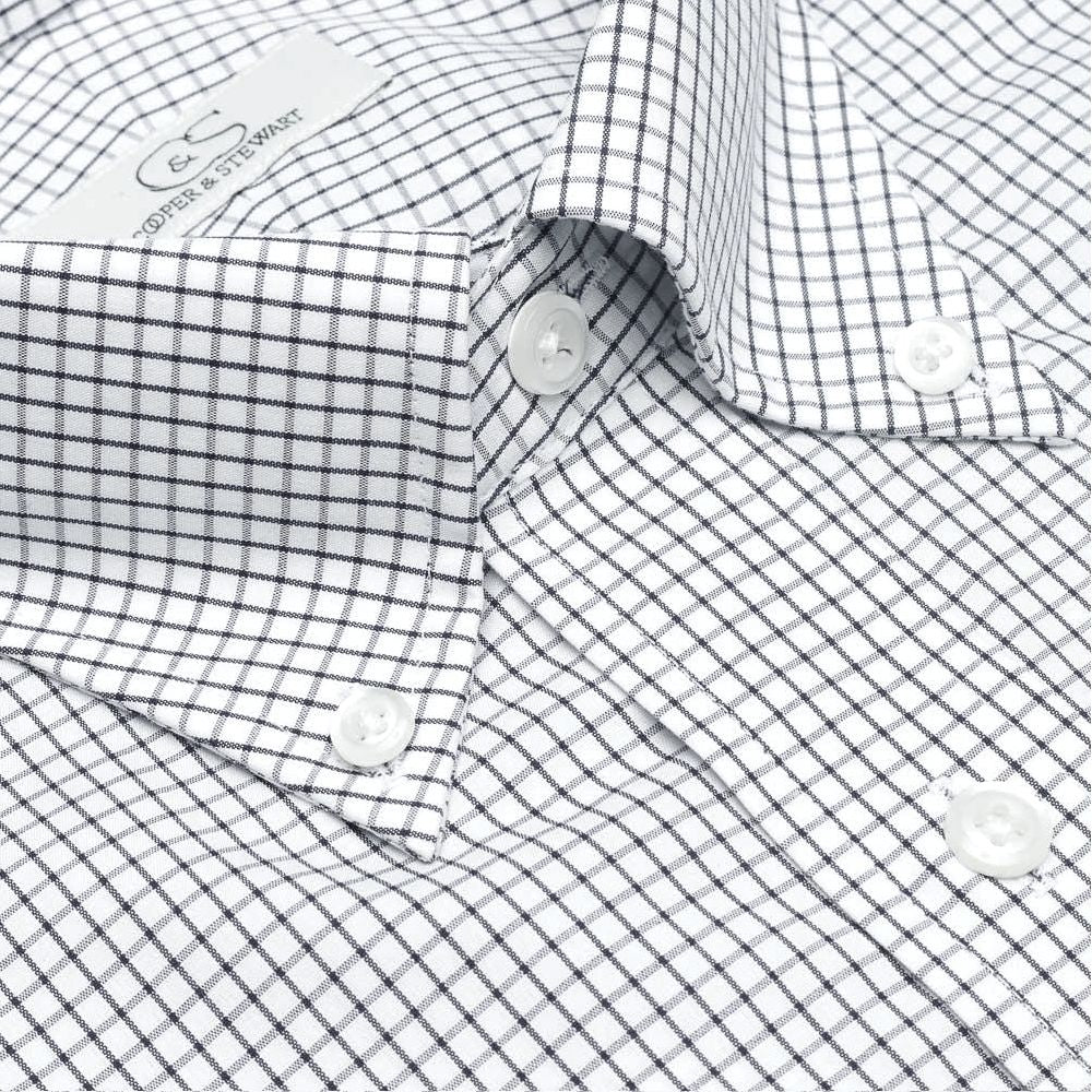 The Lenox - Wrinkle-Free Classic Check Cotton Dress Shirt with Button- The Lenox - Wrinkle-Free Classic Check Cotton Dress Shirt with Button-