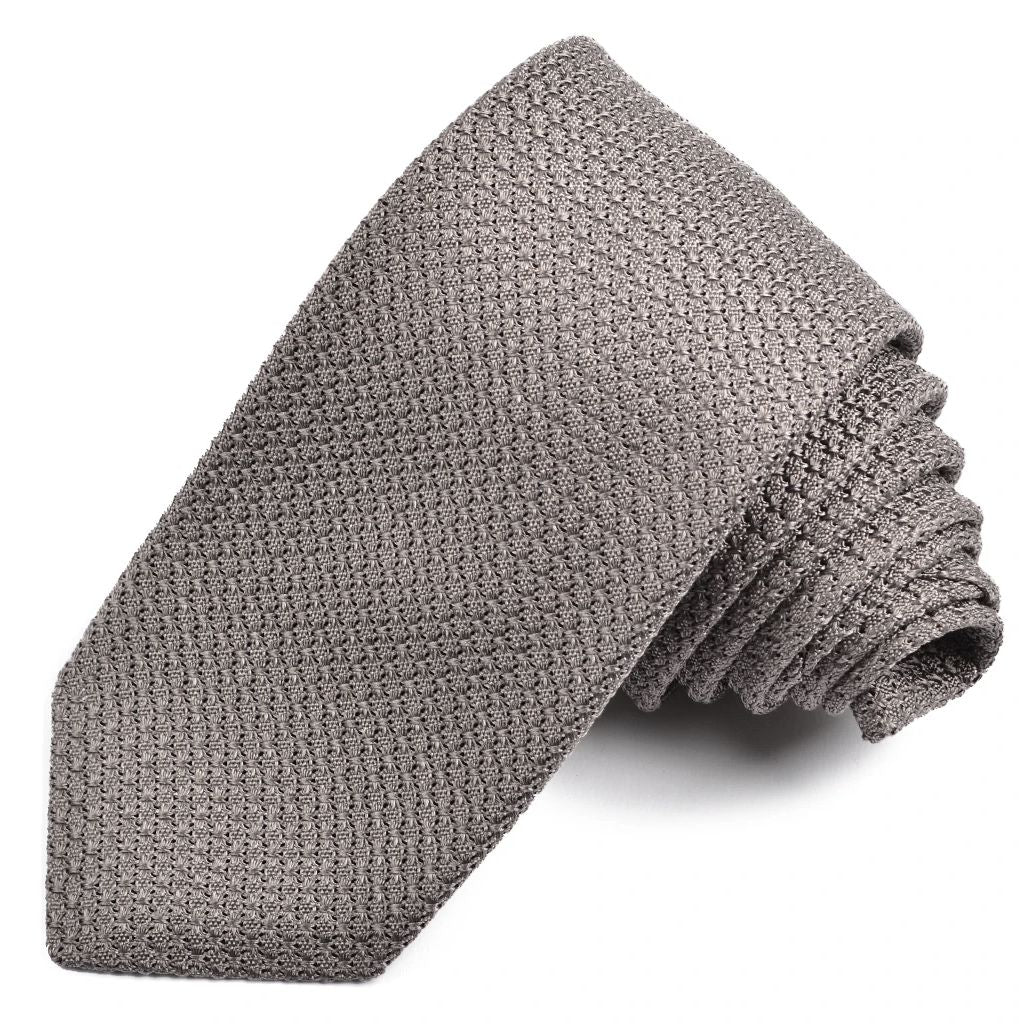 Solid Garza Grossa Grenadine Italian Silk Tie in Grey by Dion Neckwear