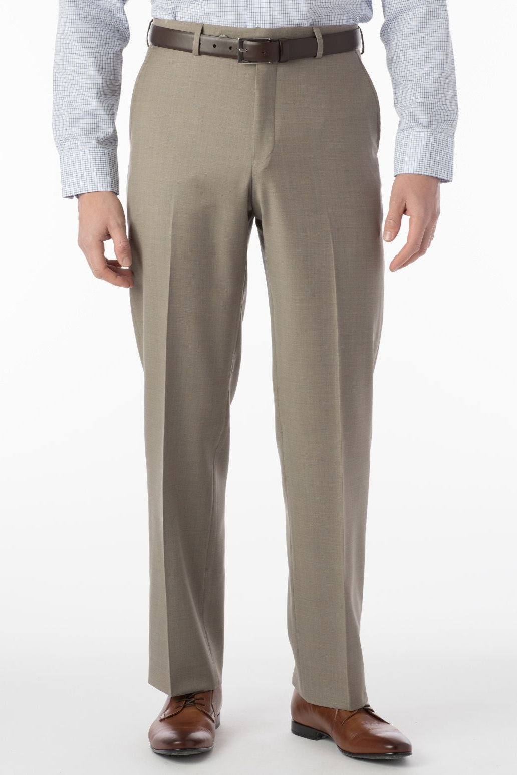 Super 120s Luxury Wool Serge Comfort-EZE Trouser in Taupe (Flat Front Models) by Ballin