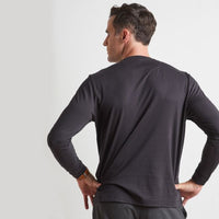 Long Sleeve Crew Neck Peruvian Cotton Tee Shirt in Black by Left Coast Tee