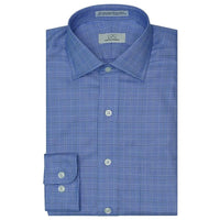 The Kingston - Wrinkle-Free Royal Glen Plaid Cotton Dress Shirt in Blue by Cooper & Stewart