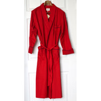 Gentleman's Cotton and Wool Blend Robe in Solid Red with Navy Piping by Viyella