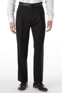 Super 120s Wool Gabardine Comfort-EZE Trouser in Black, Size 40 (Manchester Pleated Model) by Ballin