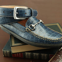 Alligator Embossed Leather Horse Bit Driver in Navy by T.B. Phelps