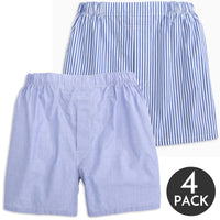 'Beau' and 'Jed' Pinpoint Stripe/End On End Full Make Cotton Boxer Shorts (4 Pack) by Batton
