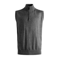 Cotton and Silk Blend Zip-Neck Sweater Vest in Charcoal Mix by Viyella