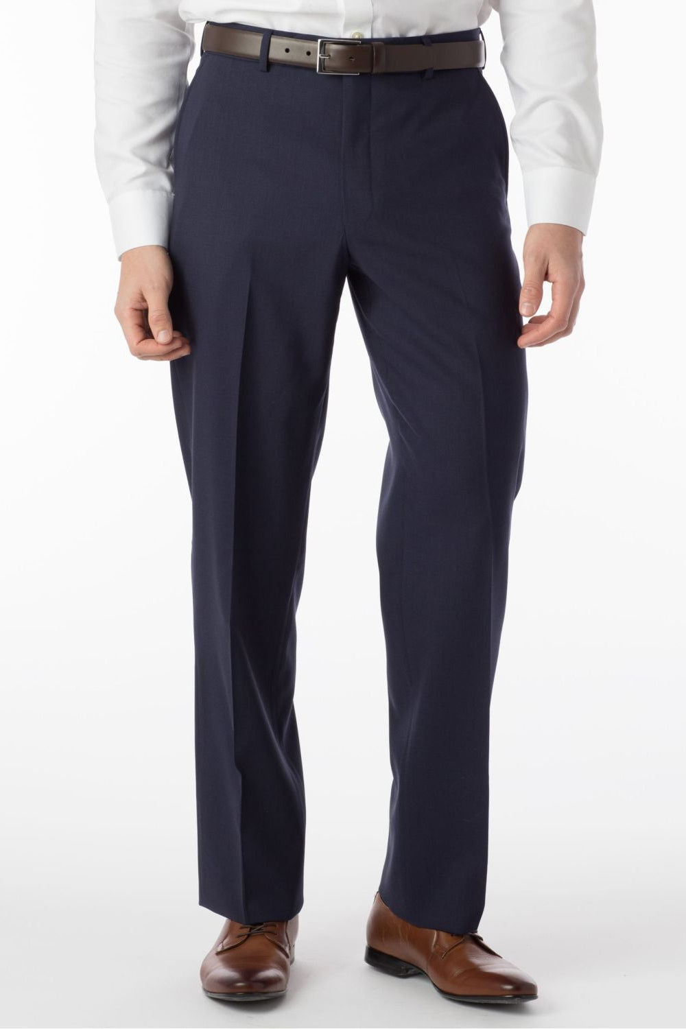 Super 120s Wool Travel Twill Comfort-EZE Trouser in New Navy, Size 38 (Dunhill Traditional Fit) by Ballin