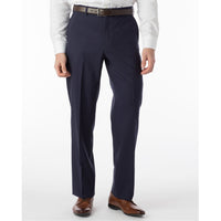 Super 120s Wool Travel Twill Comfort-EZE Trouser in New Navy (Flat Front Models) by Ballin