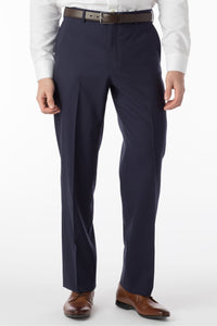 Super 120s Wool Travel Twill Comfort-EZE Trouser in New Navy, Size 38 (Dunhill Traditional Fit) by Ballin