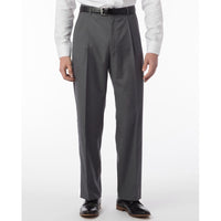 Super 120s Wool Travel Twill Comfort-EZE Trouser in Medium Grey (Manchester Pleated Model) by Ballin