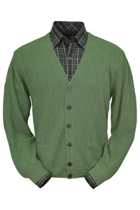Baby Alpaca 'Links Stitch' V-Neck Cardigan Sweater in Sage by Peru Unlimited