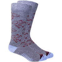 'Red Tail' Fish Pattern Cotton Socks in Light Grey Heather by Brown Dog Hosiery