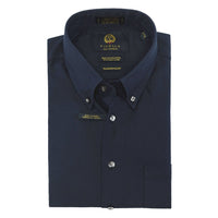 Cotton and Wool Blend Button-Down Shirt in Navy by Viyella