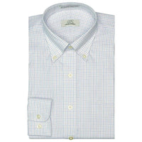 The Palmer - Wrinkle-Free Tattersall Cotton Dress Shirt with Button-Down Collar in Blue and Lavender by Cooper & Stewart