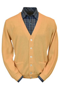 Baby Alpaca 'Links Stitch' V-Neck Cardigan Sweater in Melon by Peru Unlimited